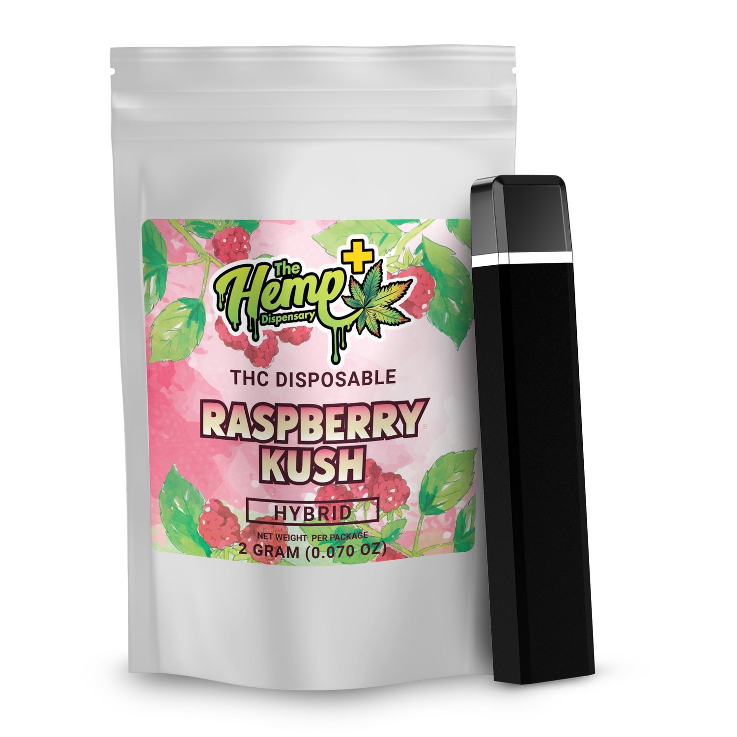 DELTA 8 THC DISPOSABLE VAPE TWO GRAMS HYBRID RASPBERRY KUSH