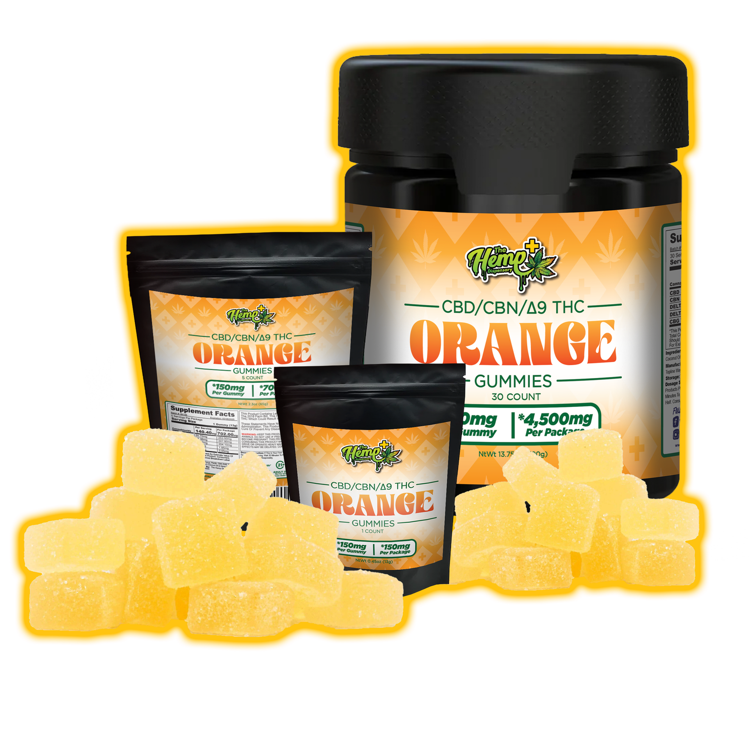 CBD/CBN/DELTA 9 THC GUMMIES 140MG ORANGE