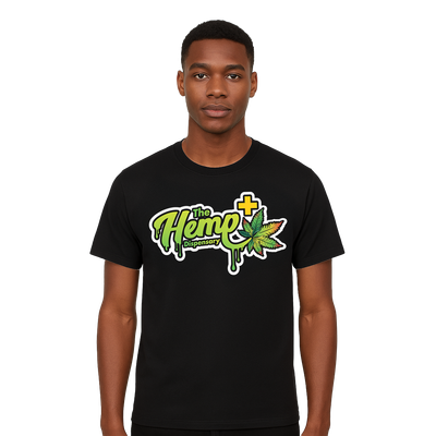 THE HEMP DISPENSARY BLACK T-SHIRT LOGO