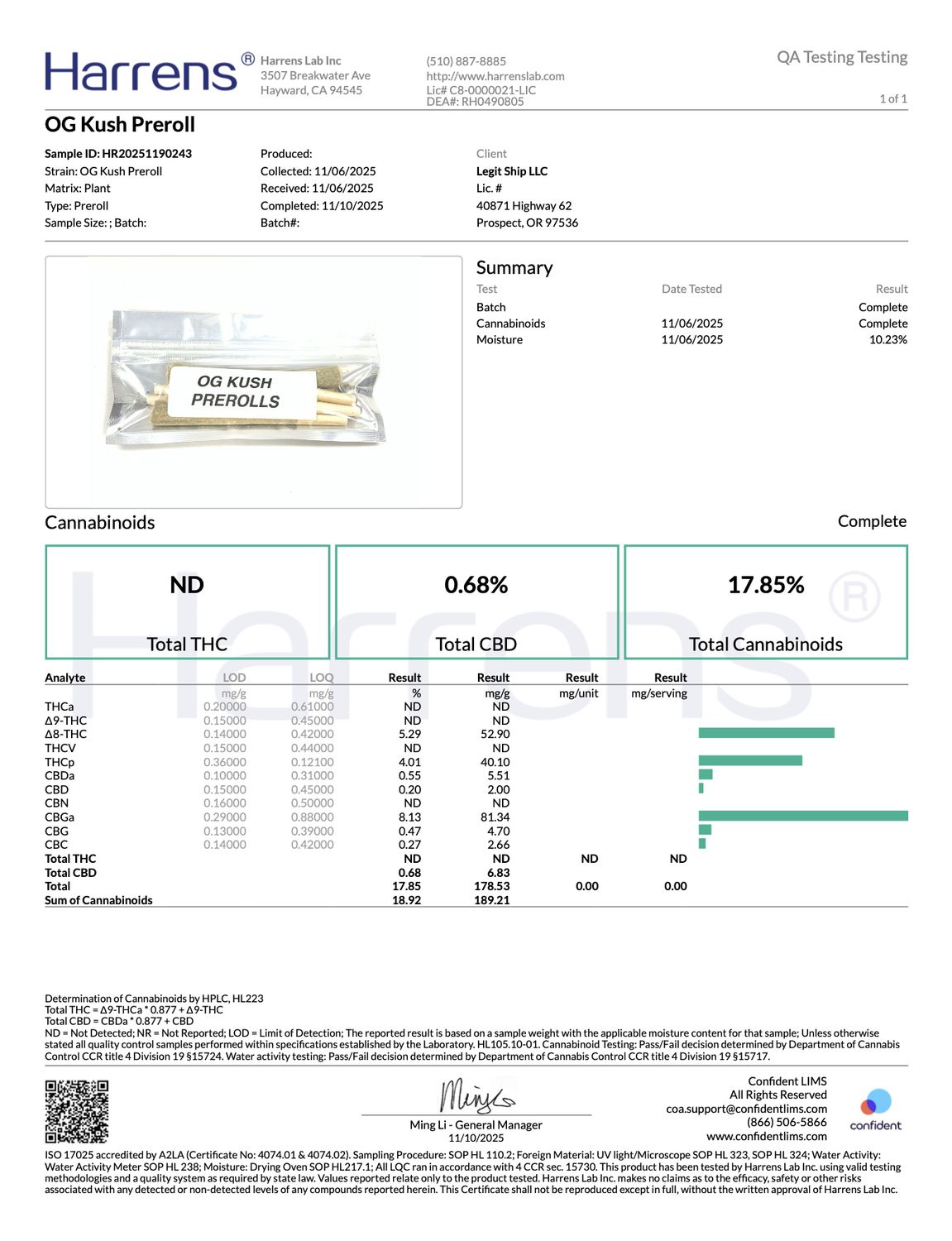 THC PRE ROLLED JOINTS BABY J OG KUSH 7 COUNT