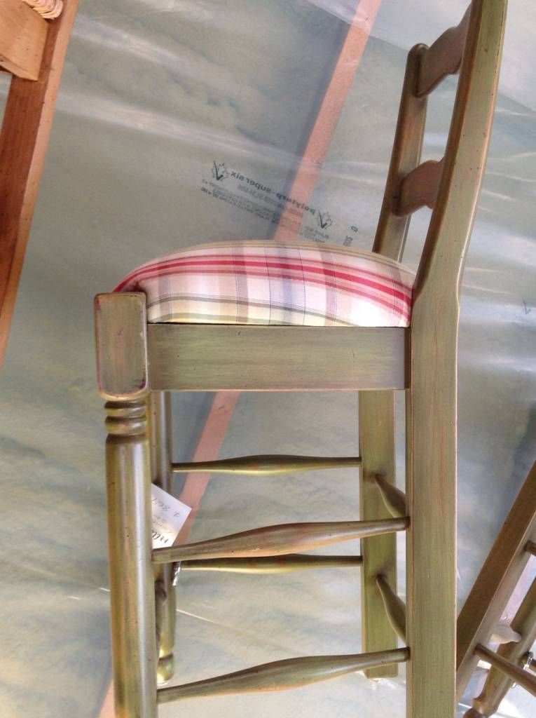 Counter Stool - Green with Plaid Seat (LRT)