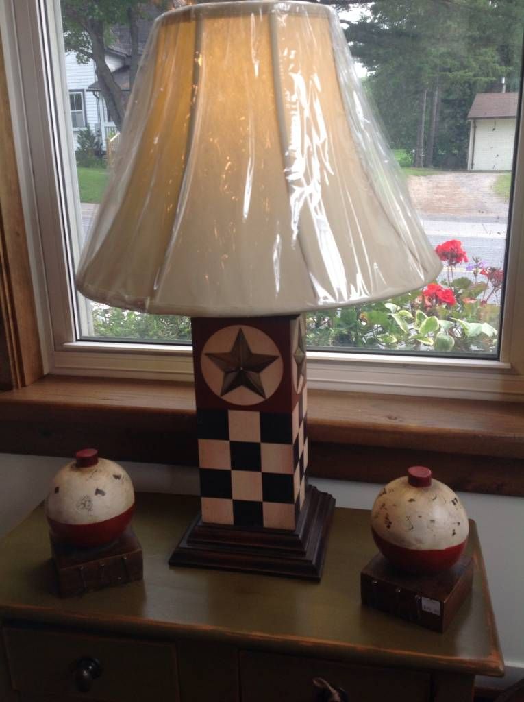 Checkered dark navy blue lamp