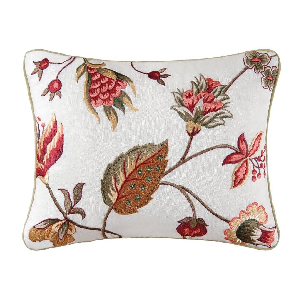 Embroidered Floral Toss Pillow- C&amp;F