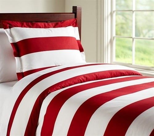 Red Stripe Duvet Set - Twin