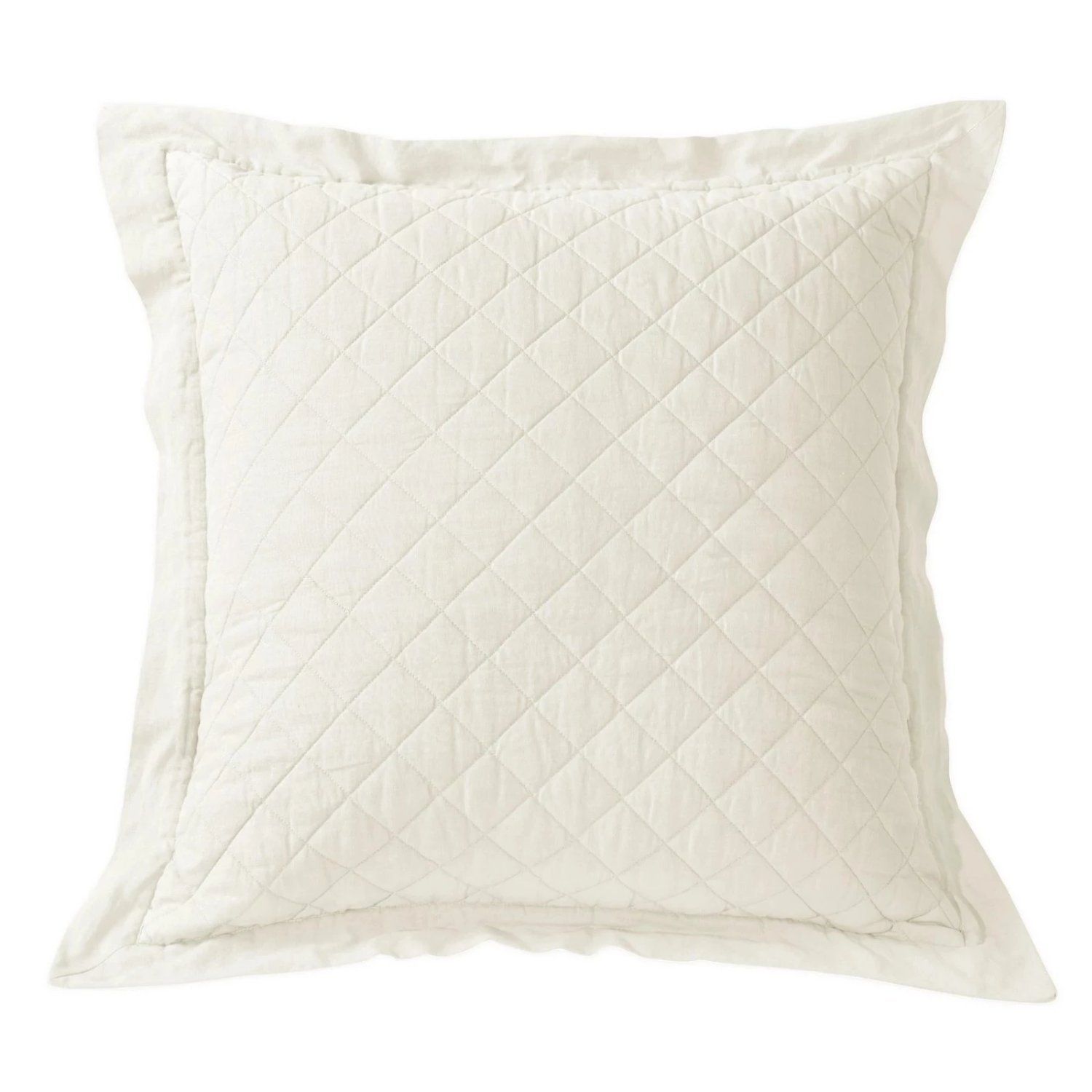 Vintage White Diamond Linen Euro Sham