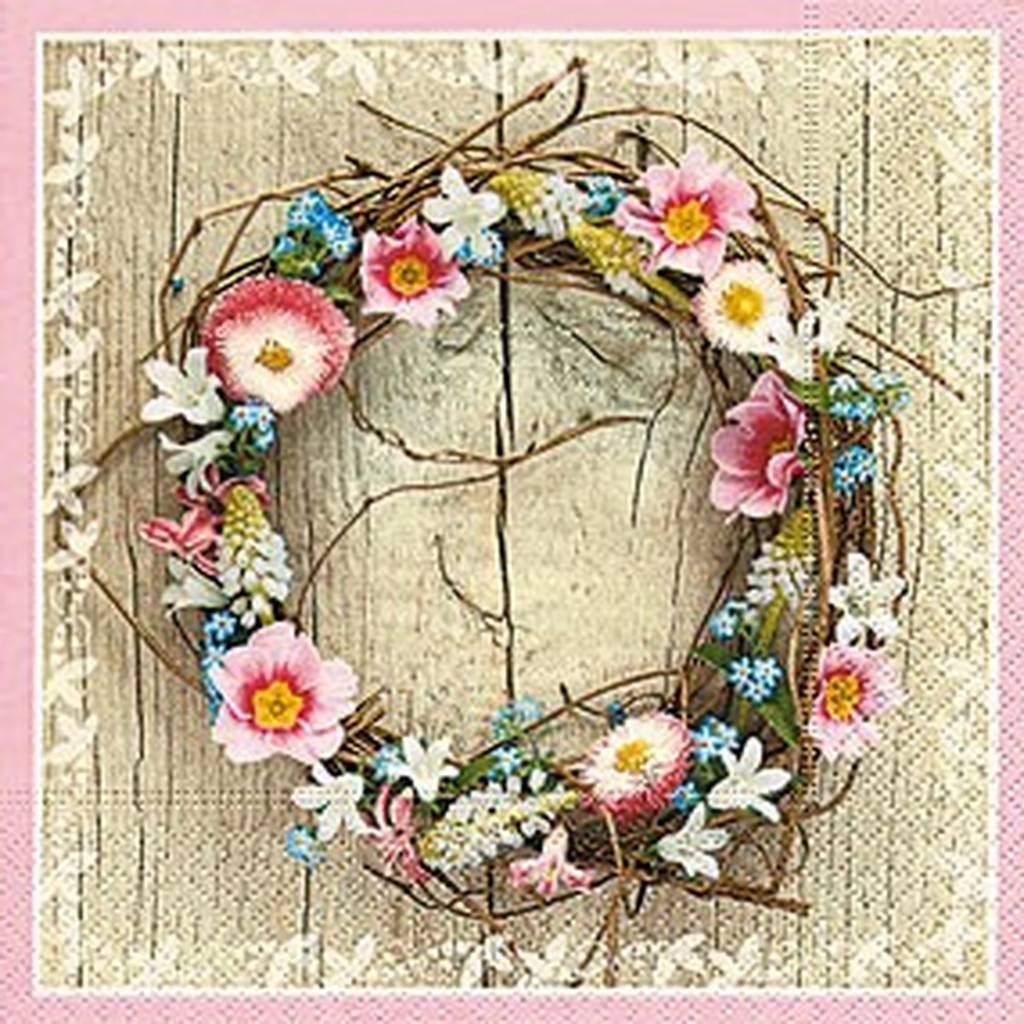 Spring Wreath Cocktail Serviette - OCD
