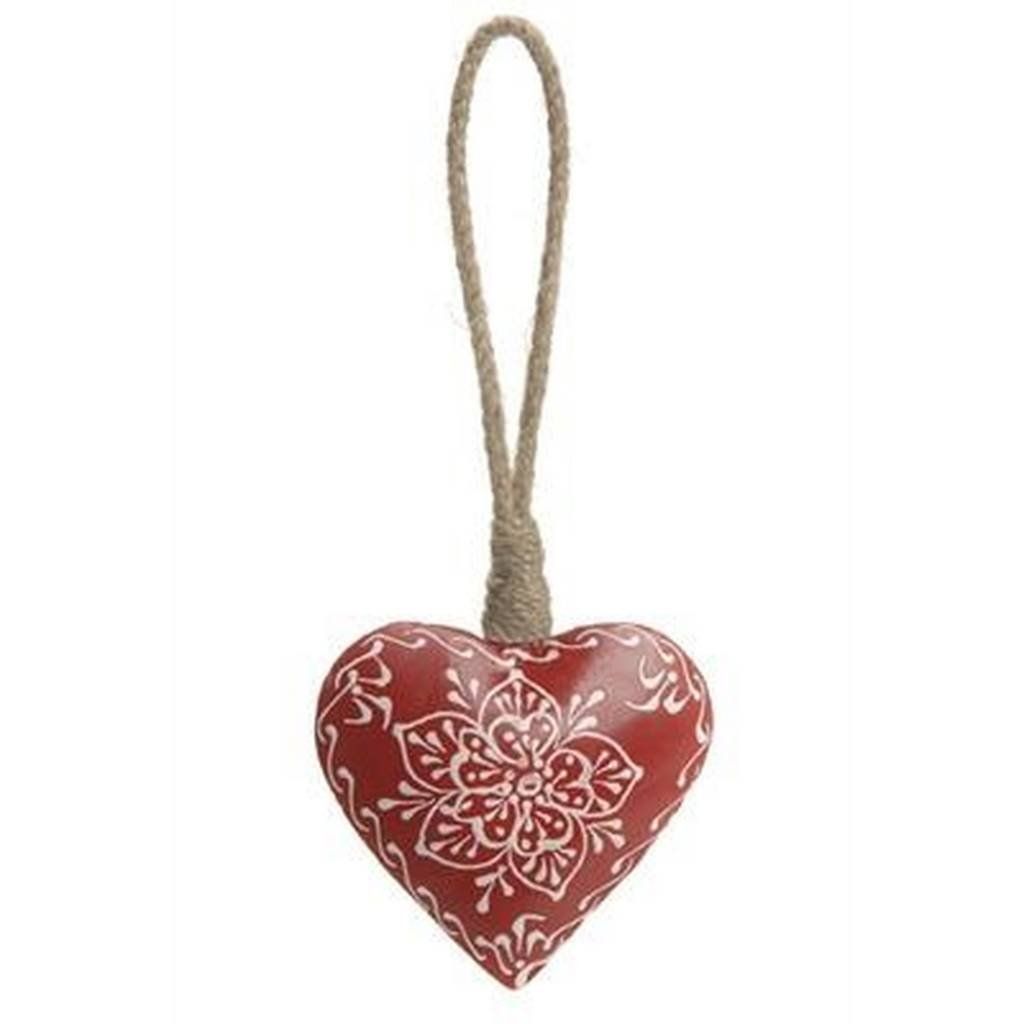 Red Metal Heart Ornament (Pin Cen)