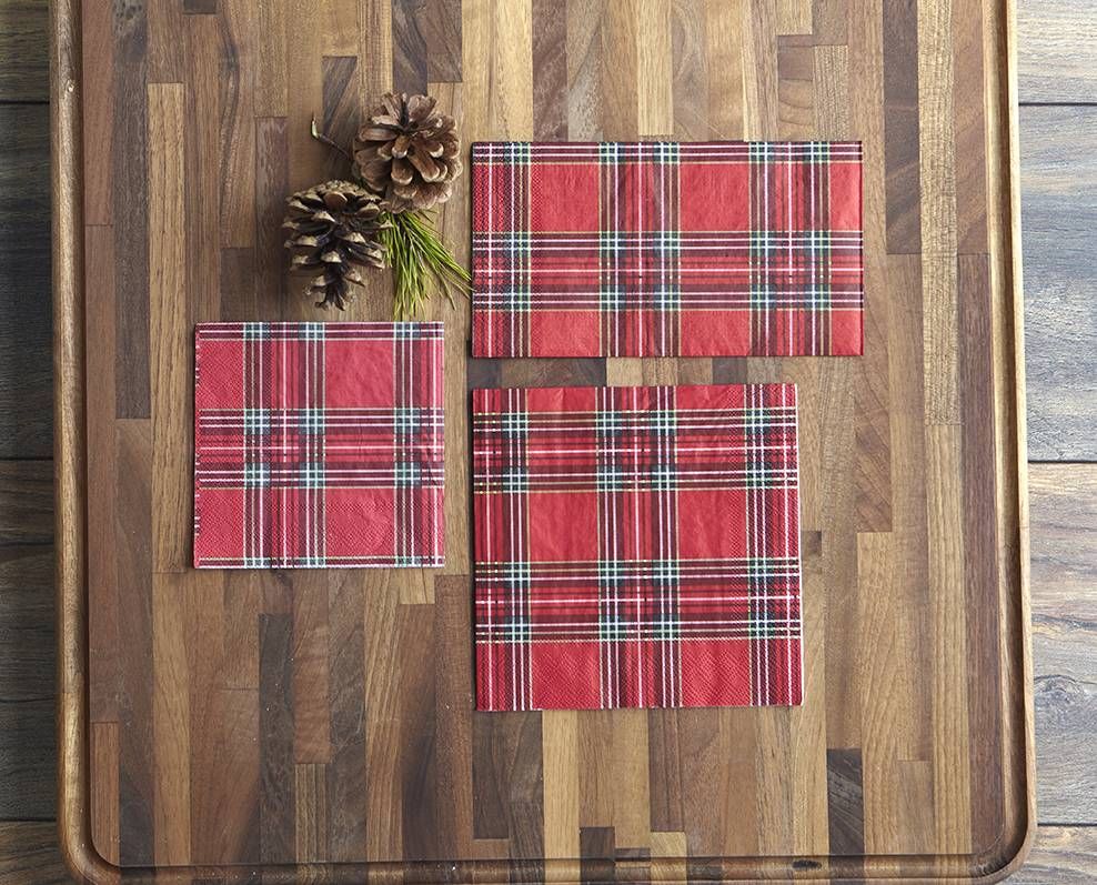 Holiday Plaid Cocktail Serviettes