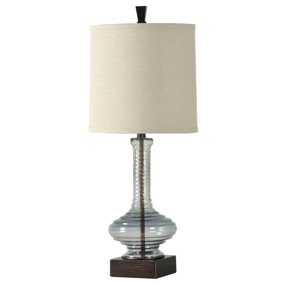 Ribbed Glass Deep Blue Table Lamp