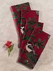 Chicadee Napkins, Set/4, Red (AC)