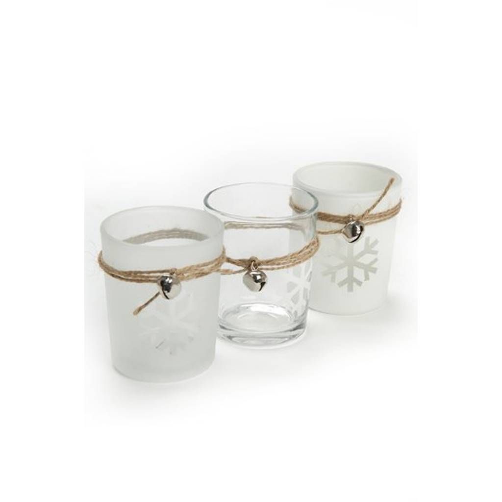 Snowflake Votives, S/3 (Pin Cen)