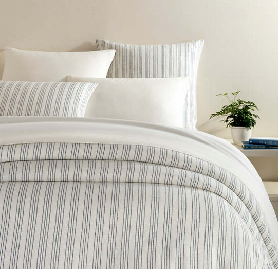 Lush Linen Stripe Blue Duvet Cover -