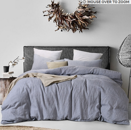 Blue Heather Linen Cover Set -