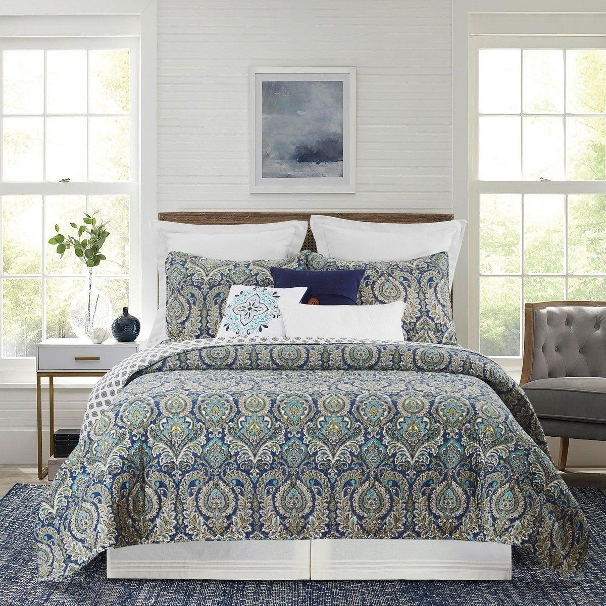 Ada Navy Quilt Set -