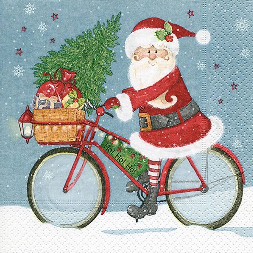 Santa on Bike Serviettes, Lunch (OCD)