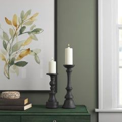 Wood Pillar Candle Holder - 