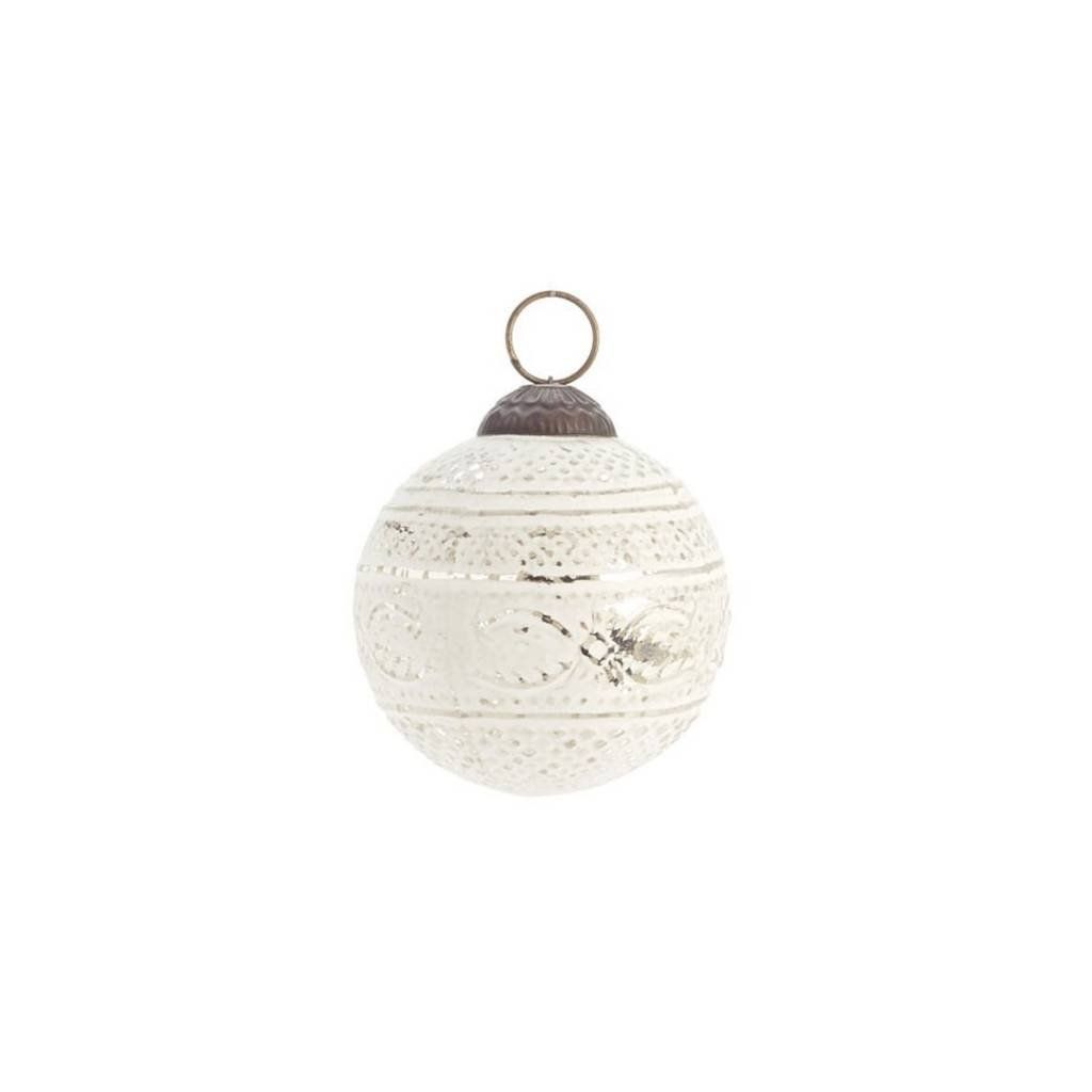 White Embroidered Xmas Ball Ornament (ADV)