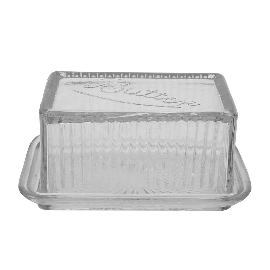 Pressed Glass Butter Dish (CC)