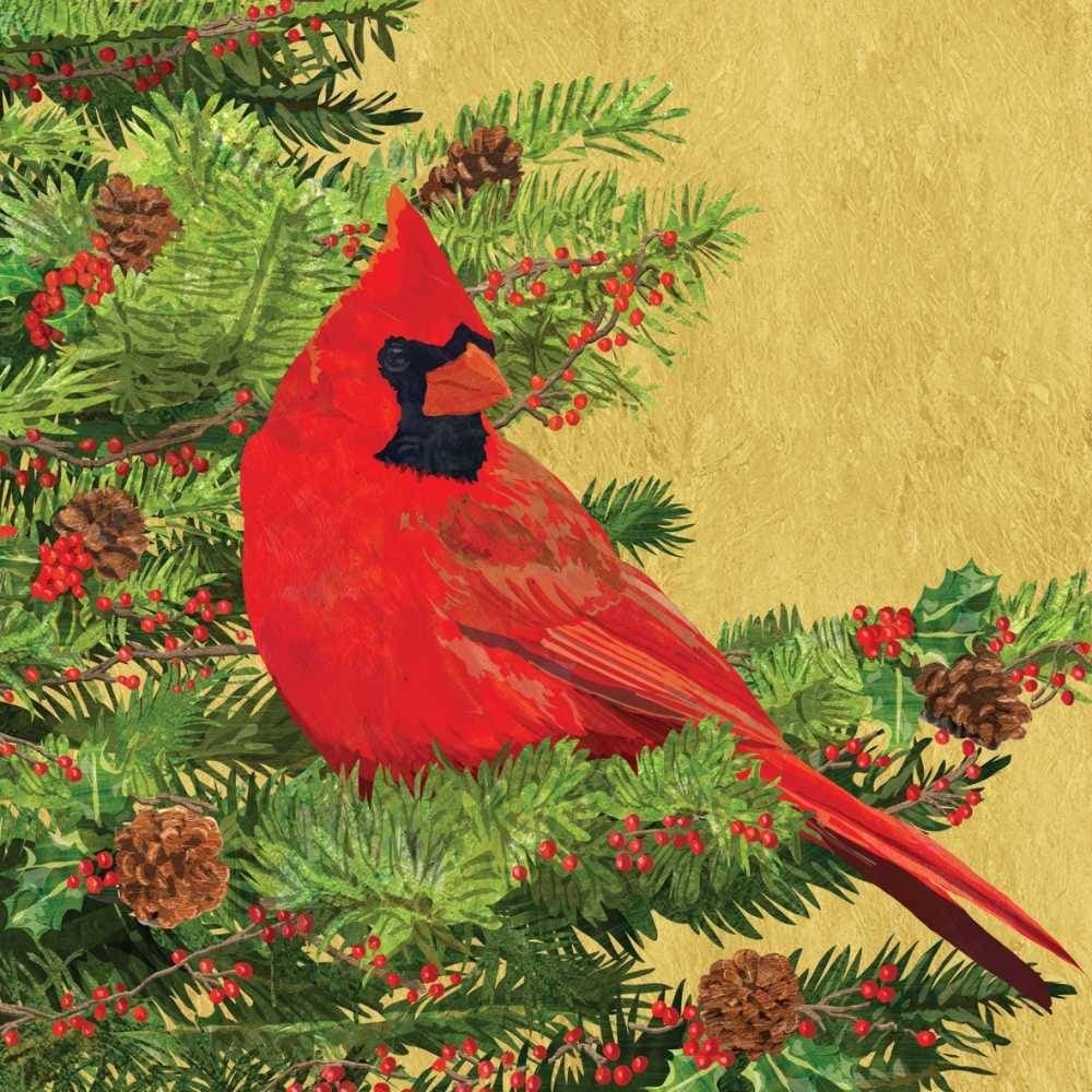 Yuletide Cardinal Beverage Serviette