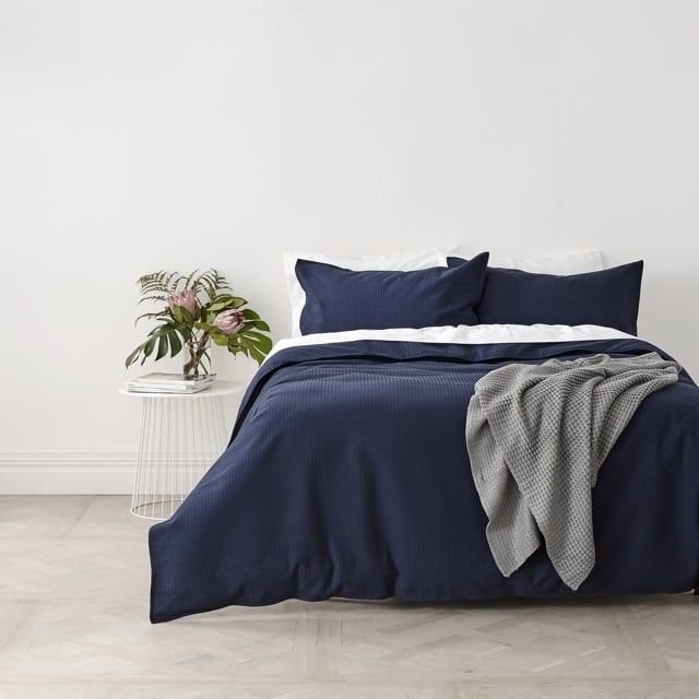 Marine Waffle Duvet Cover - Twin