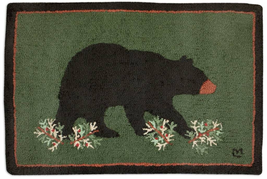 Prowling Bear 2x3&#39; Hooked Rug (CH4)