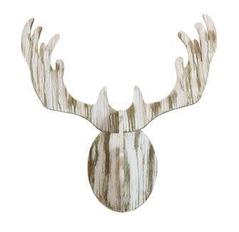Distressed White Wooden Deer Wall Decor (CC)