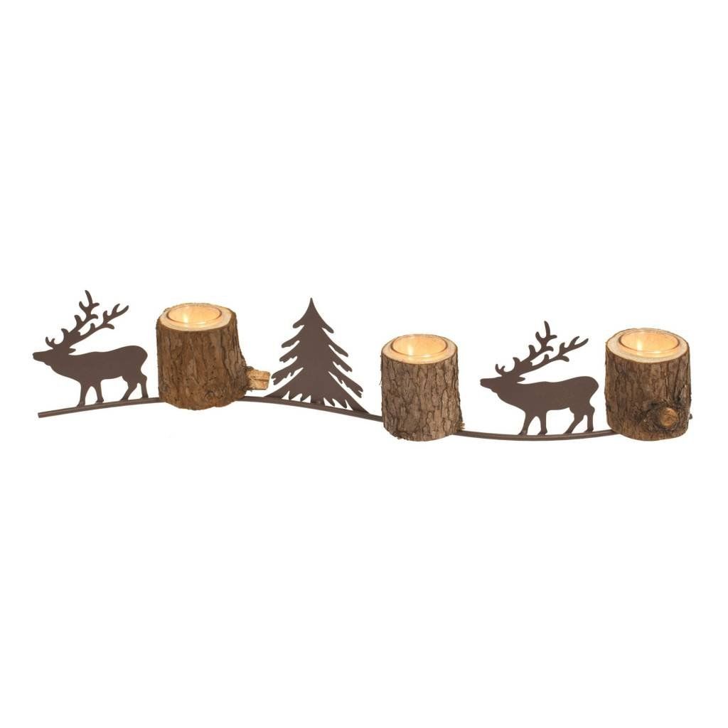 3 Cup Wood/Metal Deer Votive Holder (Cand)