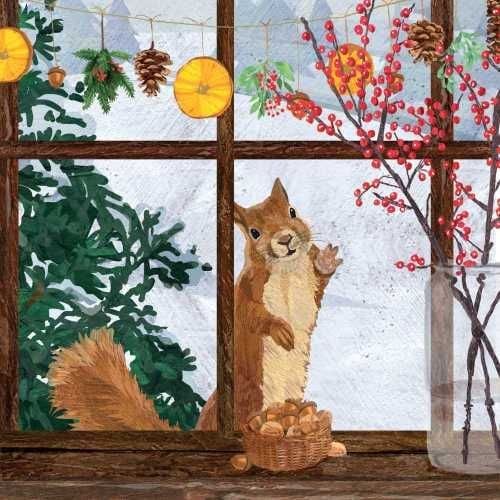 Hearth Time Squirrel Beverage Serviette