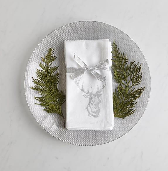 Stag Napkin S/4 - Silver