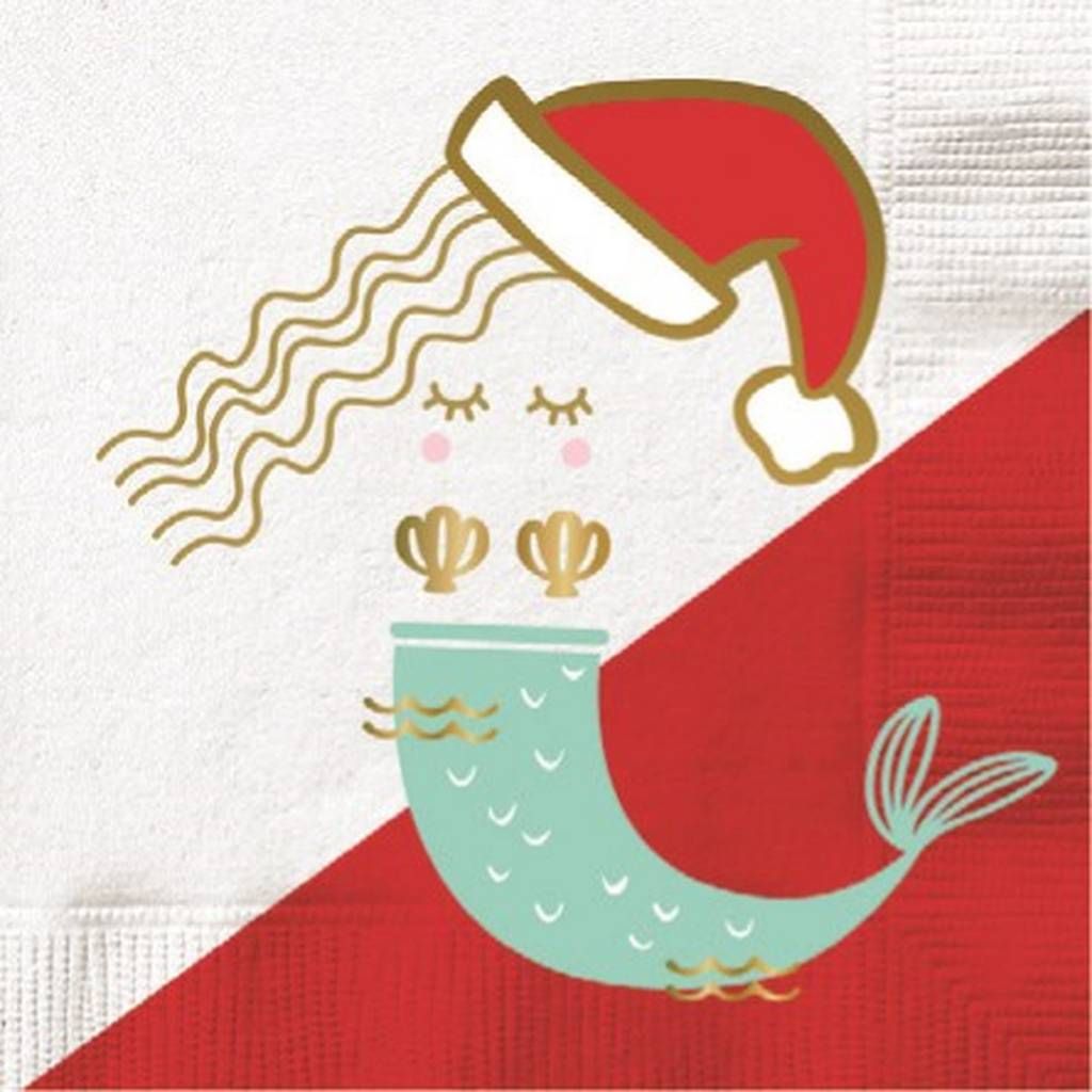 Xmas Mermaid Cocktail Serviettes - OCD