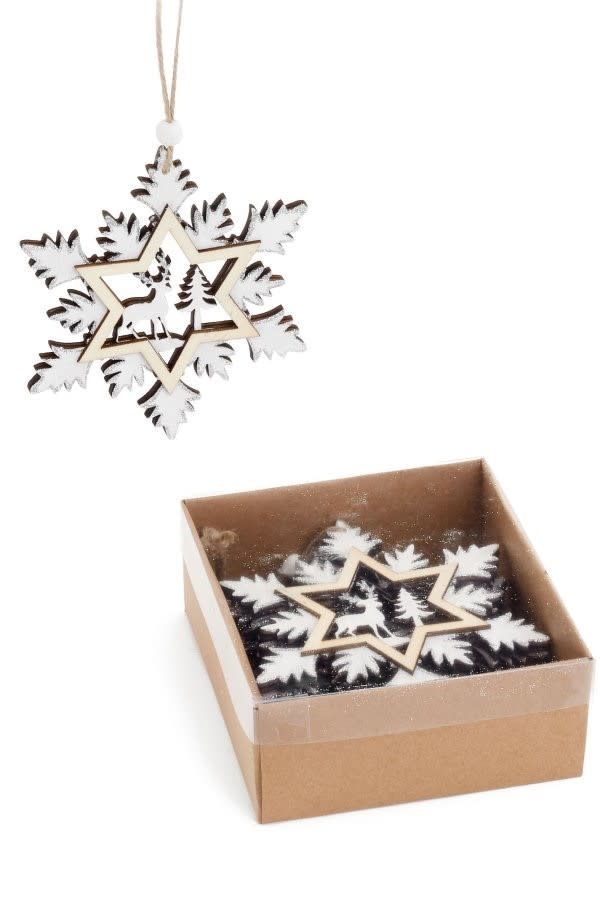 Wooden Snowflake Ornament Set