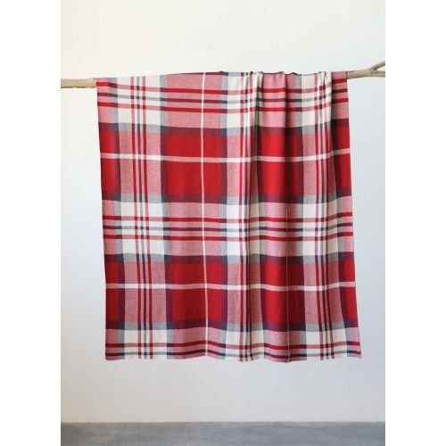 Cotton Knit Plaid Throw (CC)