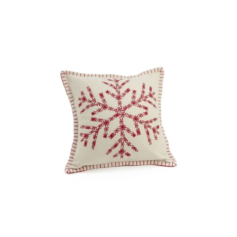 Toss Pillow - Embroidered Snowflake 17x17