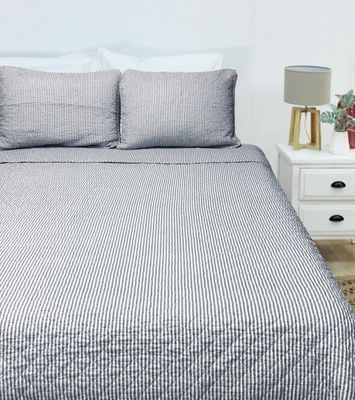 Blue Ticking Quilt Set - King
