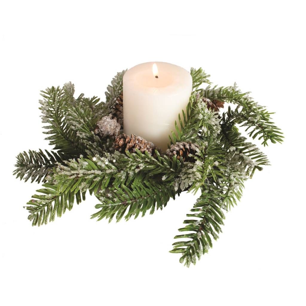 Snowy Evergreen Candlering (Cand)