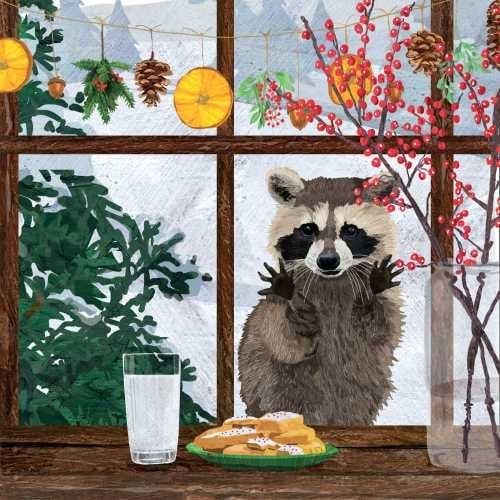 Hearth Time Raccoon Beverage Serviette