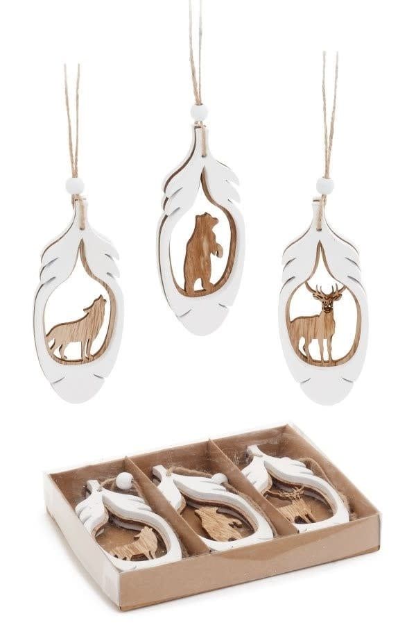 Wooden Animal Ornament Set