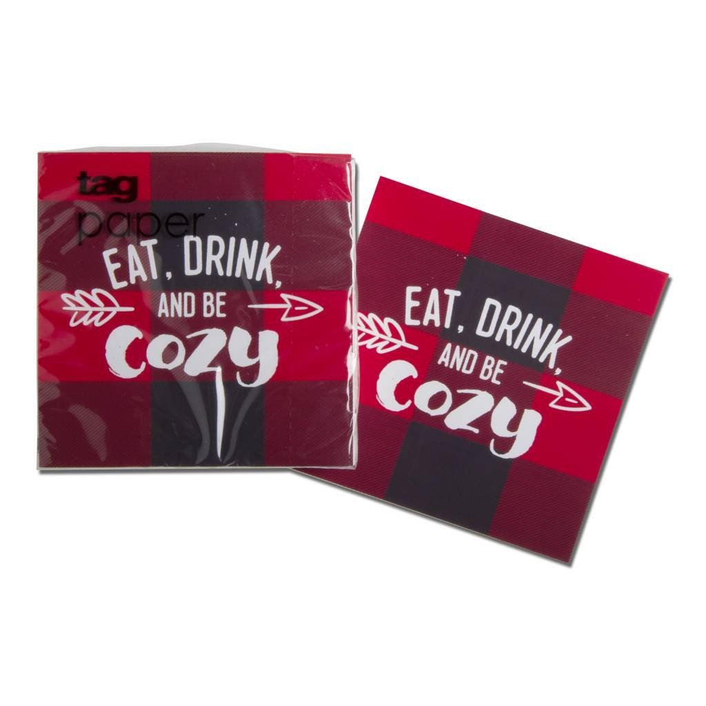 Eat, Drink &amp; Be Cozy Cocktail Napkin