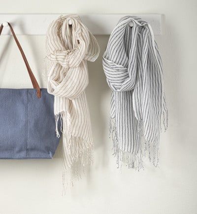 Striped Design Shawl - Natural