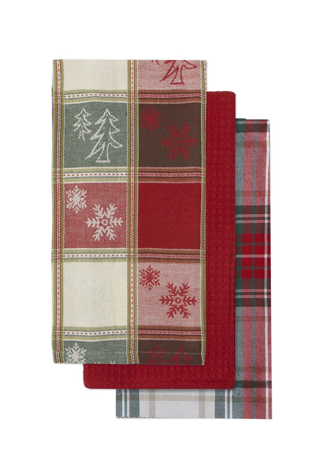 Christmas Check Tea Towels S/3