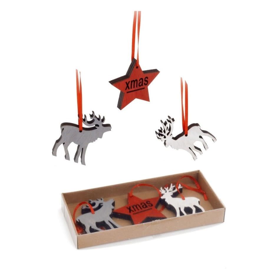 Deer &amp; Star Ornament Set
