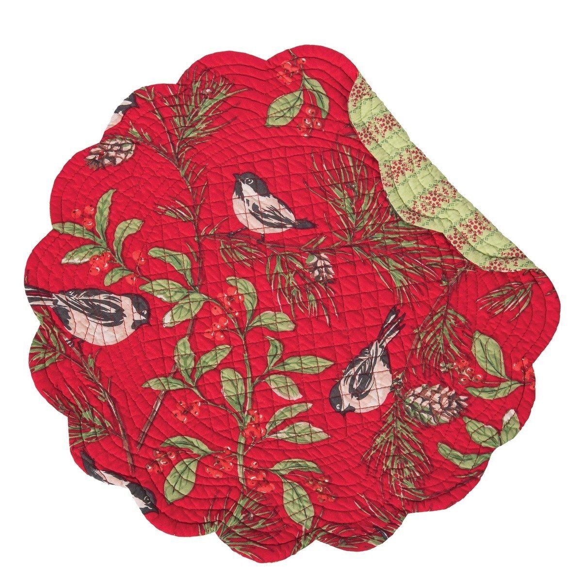Chickadee Red Round Placemat