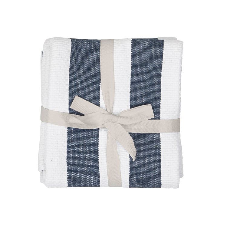 Industrial Stripe Tea Towel S/2 - , Color: Navy