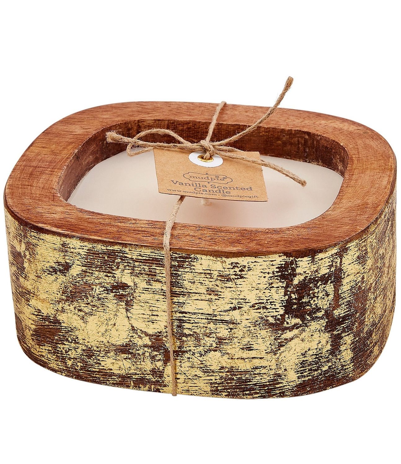 Gold Wood Candle - , Size: Small