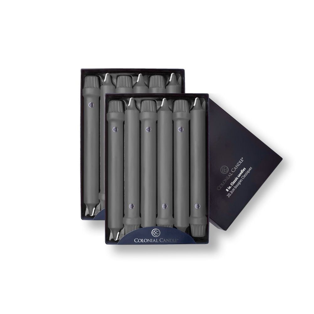 8&quot; Hand Dipt Candle S/2 - , Color: Charcoal
