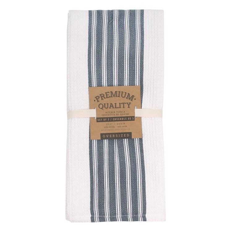 Premium Waffle Tea Towel S/3 - , Color: Navy