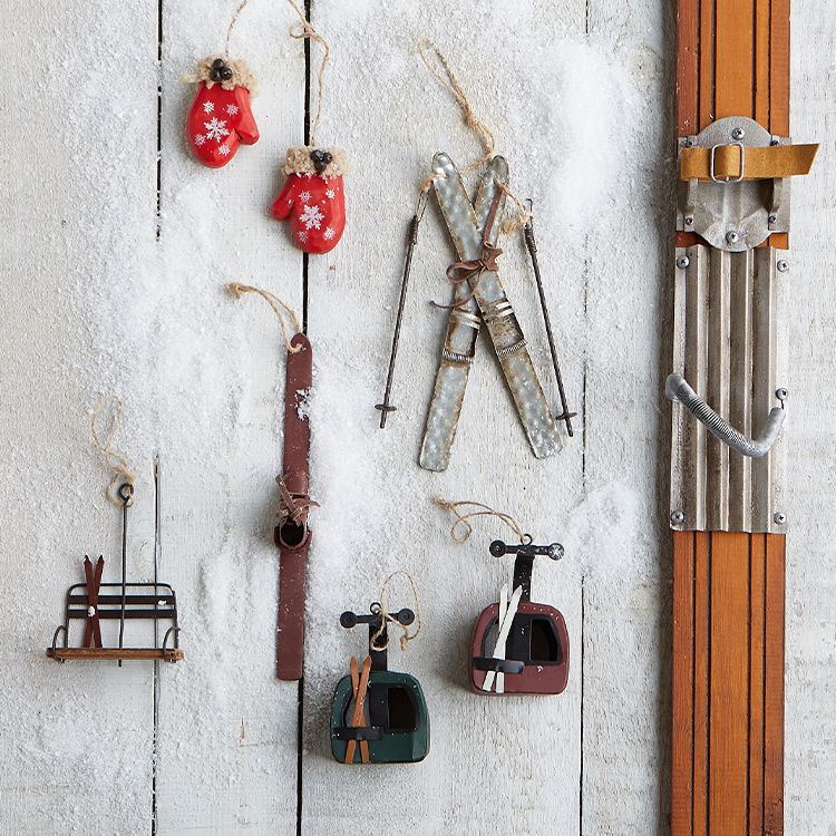 Rustic Metal Ski Ornament