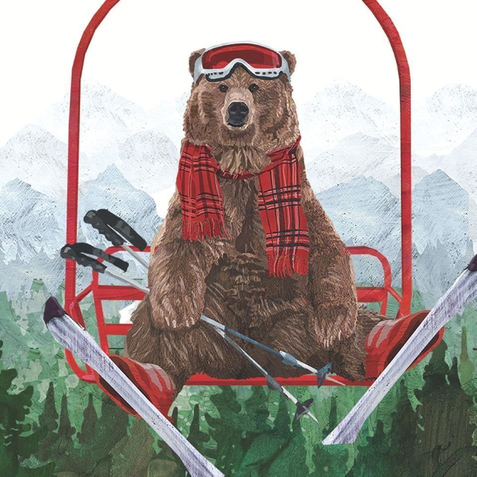 Beverage Serviette - Ski Lift Bear