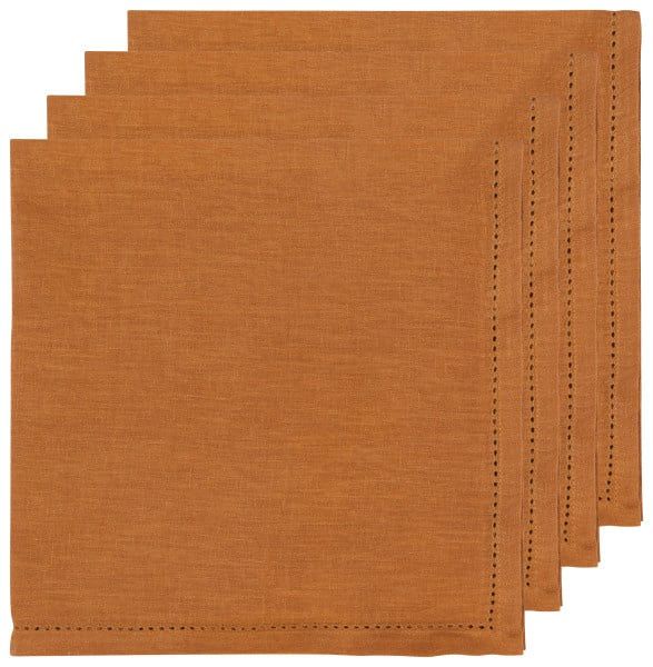 Heirloom Linen Hemstitch Napkin S/4 - , Color: Amber
