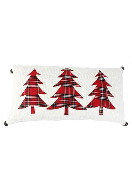 Knitted Plaid Tree Toss Pillow (Tri)